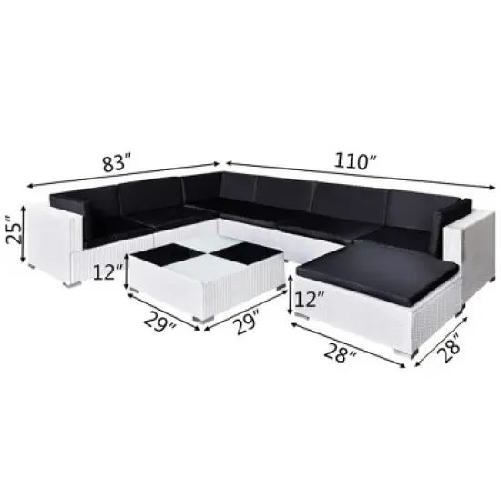 vidaXL Patio Furniture Set Set of 8 White, Black image {6}