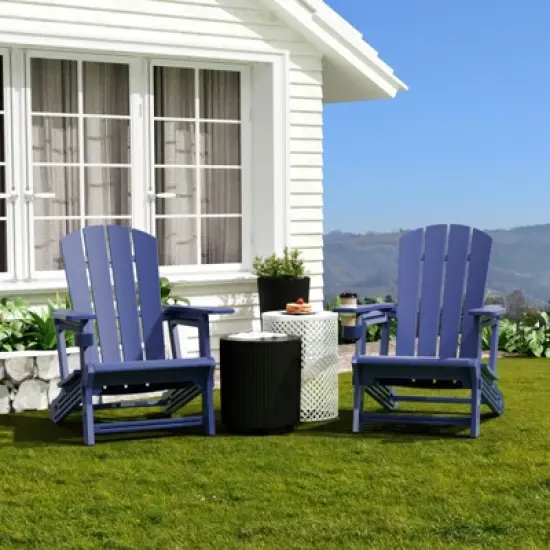 DSVIMOY Patio Adirondack Chair with Cup Holder, Outdoor Comfortable Seat for Backyard, Blue, 31.4"*29.6"*36.4" image {4}