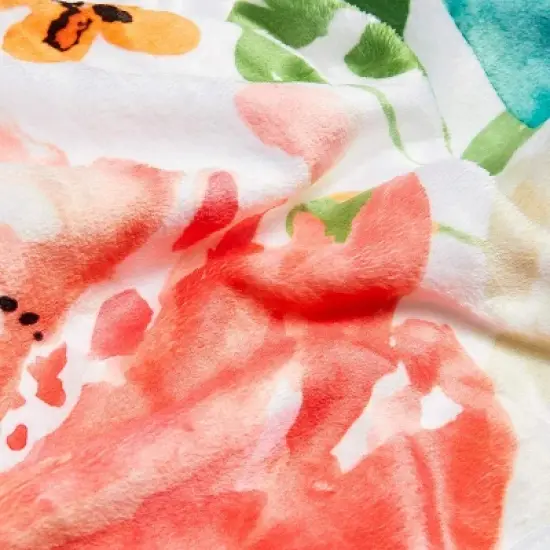 Juvale Milestones of Baby's First Year Floral Blanket, White Fleece Blanket (60 x 40 in) image {1}