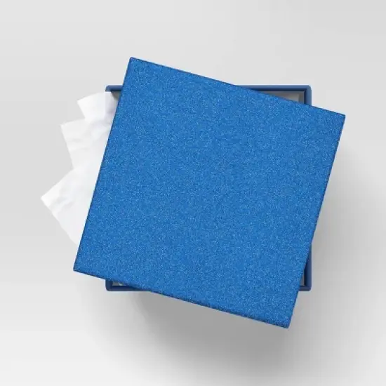 Christmas Wrap Essentials Medium Square Box Blue Glitter - Wondershop&trade; image {1}