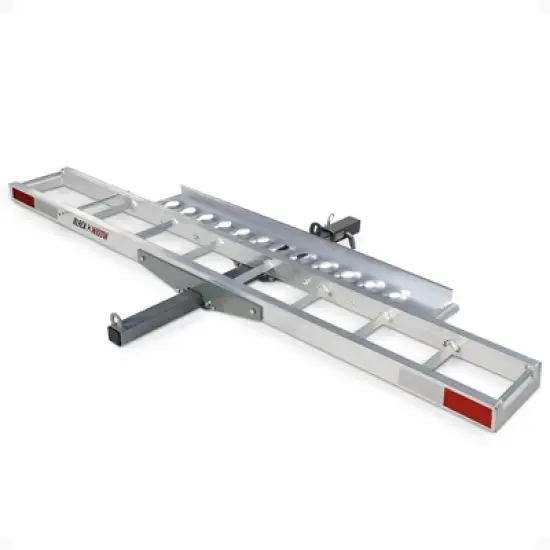 Black Widow Motorcycle Bike Hitch Carrier with Loading Ramp, 400 Lbs Capacity, Metallic - Heavy-Duty Aluminum Hauler and Platform for Motorcycles image {6}