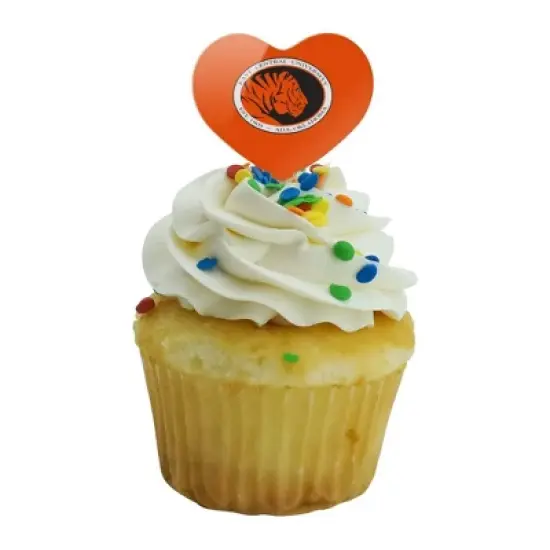 East Central University Primary Logo Heart Love Cupcake Picks Toppers Decoration Set of 6 image {4}