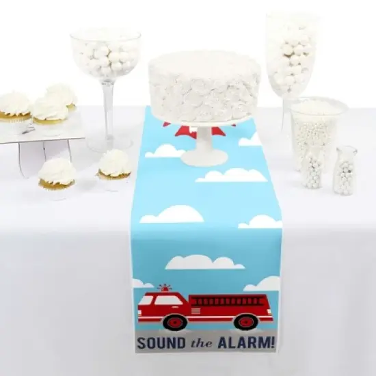 Big Dot of Happiness Fired Up Fire Truck - Petite Firefighter Firetruck Baby Shower or Birthday Party Paper Table Runner - 12 x 60 inches image {1}
