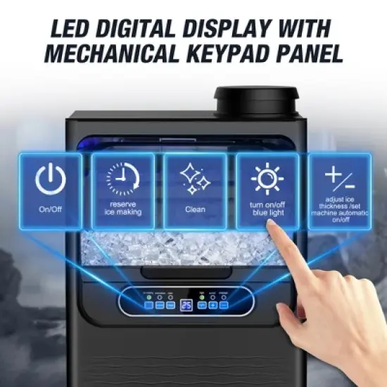 RAPSUAR 13.5in 80 lbs./24H Built-in/Freestanding Commercial Ice Maker With LCD Panel image {5}