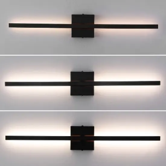 JONATHAN Y Vara Modern Minimalist Indoor/Outdoor Metal 350-Degree Rotate Dimmable Integrated Linear LED Wall Sconce image {5}