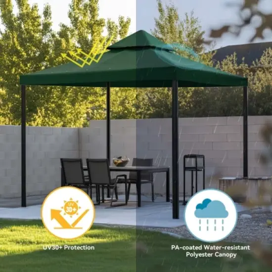 Yescom 10x10Ft UV30+ Gazebo Replacement Top for 2 Tier Outdoor Canopy Cover Patio Backyard Party Deck Green image {5}