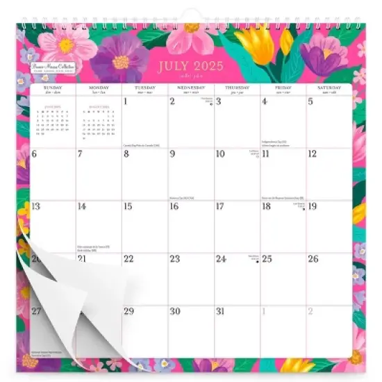 Plato Bonnie Marcus Square Wire-O Calendar with Sticker Sheet July 2025 - December 2026 image {1}