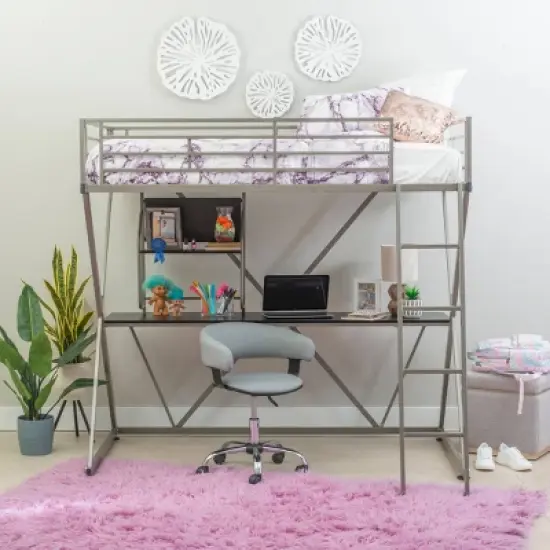 Zachary Loft Bed Pewter - Powell image {6}