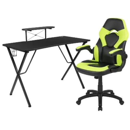 Flash Furniture Gaming Desk and Racing Chair Set with Cup Holder, Headphone Hook, and Monitor/Smartphone Stand image {11}