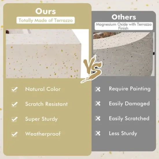 Costway 42'' Terrazzo Fire Pit Table 50,000 BTU Rectangle Propane Fire Pit with PVC Cover image {9}