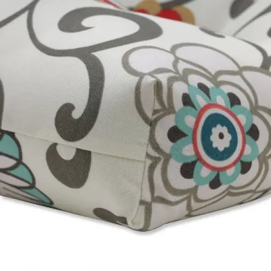 Suzani Wicker Seat 2-Piece Cushion Set - Blue/Brown - Pillow Perfect image {2}