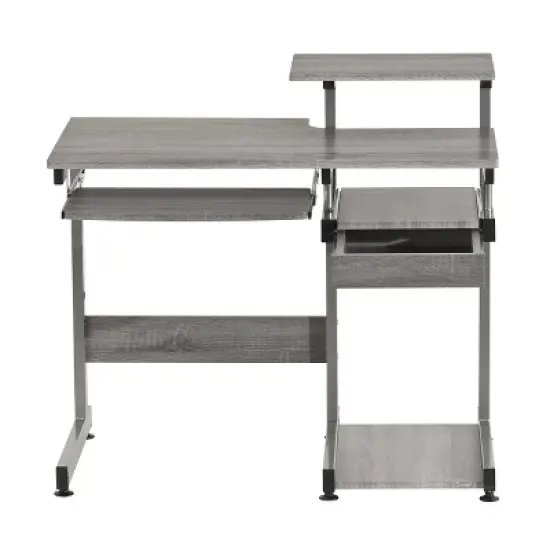 Complete Computer Workstation Desk Gray - Techni Mobili image {7}