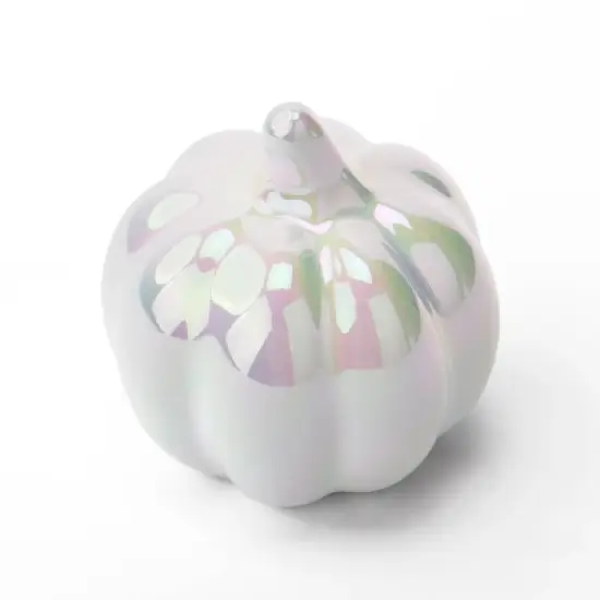 Medium Ceramic Iridescent Pumpkins White - Bullseye's Playground&trade; image {1}