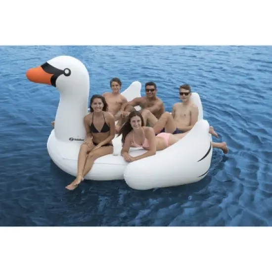 Solstice 116" Giant Inflatable Swan Shaped 4-Person Raft Island - White image {3}