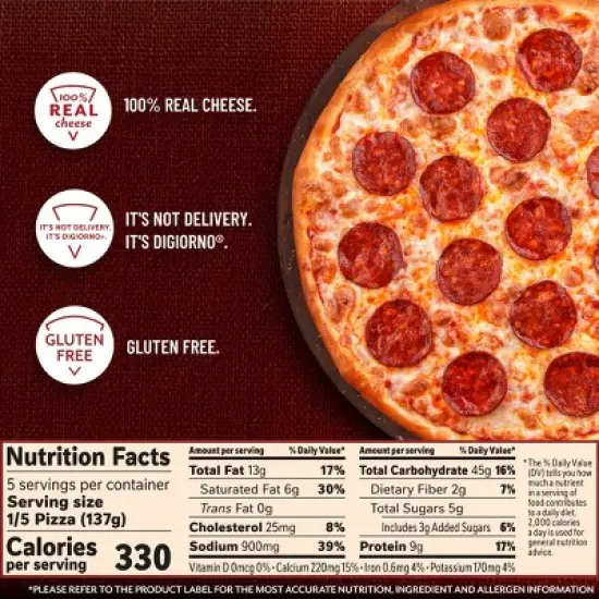 DiGiorno Pepperoni Gluten Free Frozen Pizza - 24.2oz image {5}