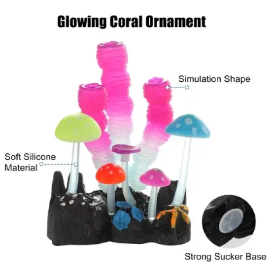 Unique Bargains Soft Silicone Glowing Aquarium Mushroom Coral Rose Red 3.54"x4.72" image {5}