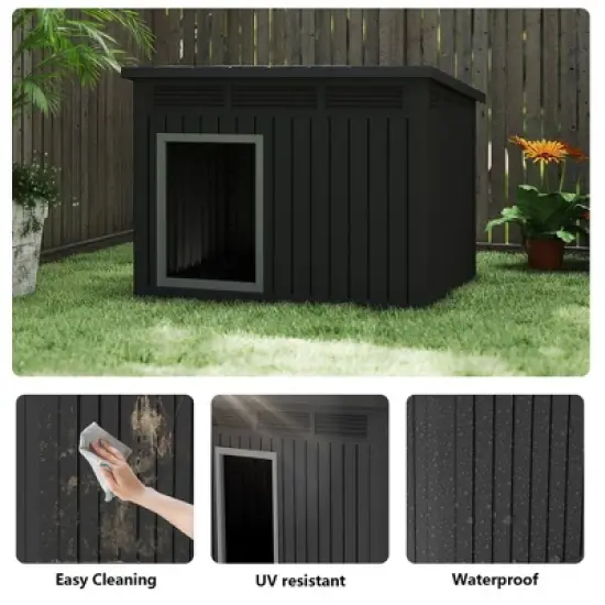Decksplore Large Dog House Plastic Pet Shelter with Ventilation All-Weather Outdoor image {10}