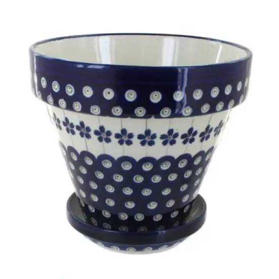 Blue Rose Polish Pottery 891-893 Zaklady Medium Flower Pot image {6}