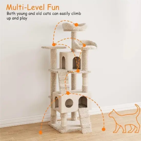 Tall Cat Tree Tower for Large Indoor Cats, Multi-Level Condo with Plush Perch & Sisal Posts image {5}