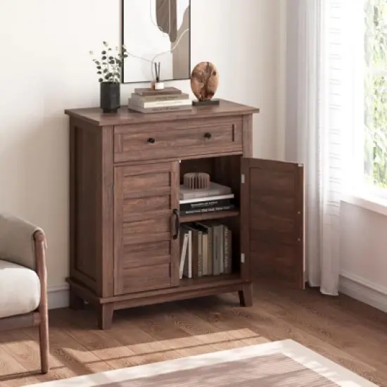 Farmhouse Sideboard Buffet Cabinet with 3-Tiers Adjustable Shelf, Kitchen Storage Cabinet, Bathroom, Entryway image {3}