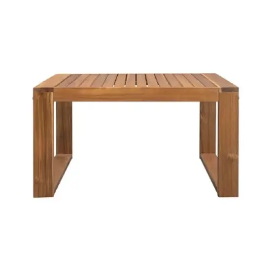 3pc Outdoor Acacia Wood Sectional Conversation Set with Cushions - Gray - GODEER image {15}