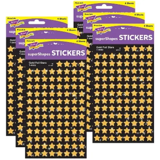 Trend Enterprises TREND Gold Foil Stars superShapes Stickers 400 Per Pack 6 Packs (T-46602-6) image {3}
