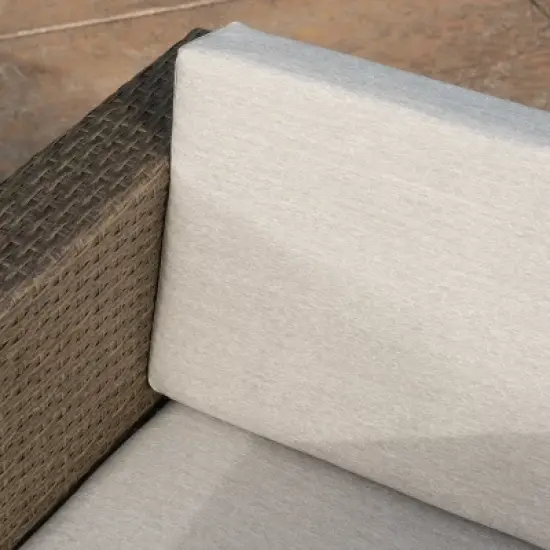 Puerta 4pc Wicker Chat Set - Light Brown/Ceramic Gray - Christopher Knight Home image {2}