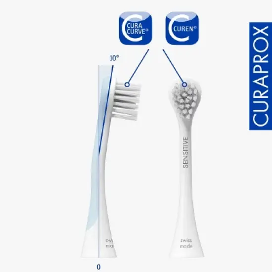 Curaprox Hydrosonic Sensitive Duo Brush Heads, 2-Pack for Gentle Gum Care and Precision Cleaning image {4}
