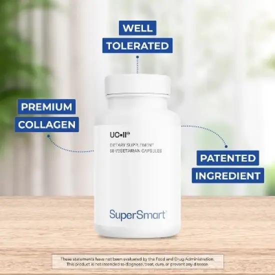 SuperSmart UC II Supplement 40mg per Day (Premium Collagen) - Undenatured Type II Collagen Supplement | Non-GMO & Gluten Free - 60 Vegetarian Capsules image {2}