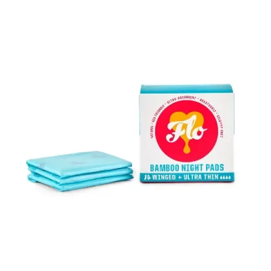 Flo Organic Bamboo Silky-Soft Ultra-Thin Absorbent Night with Wings Maxi Pads - 14ct image {5}