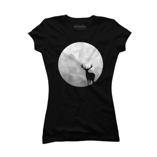 Junior's Design By Humans Deer Moon By Expo T-Shirt image {2}