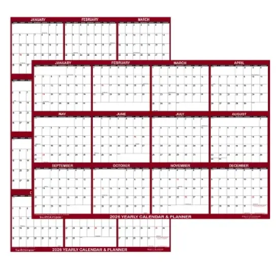 SwiftGlimpse 24"x36" 2026 Wall Calendar Maroon image {9}