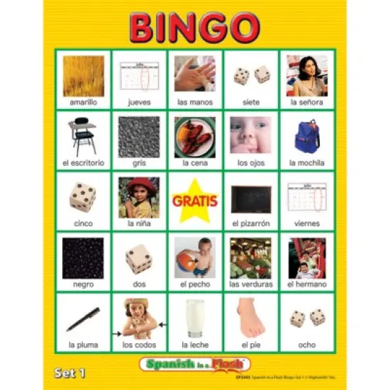 Edupress Spanish in a Flash Bingo, Set 1 image {2}