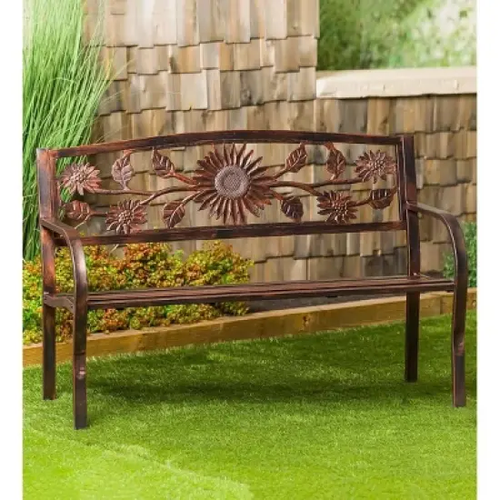 Plow & Hearth Sunflower Metal Garden Bench image {1}