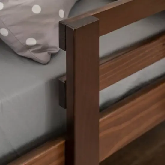 Twin Indy Solid Wood Low Loft Bed Walnut - Saracina Home image {5}