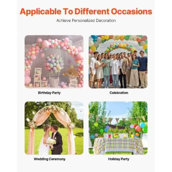 VEVOR Wedding Arch Backdrop Stand, 7.2FT & 4FT, Set of 2 Stand with Case Connection & Chassis Crossbar Design image {6}