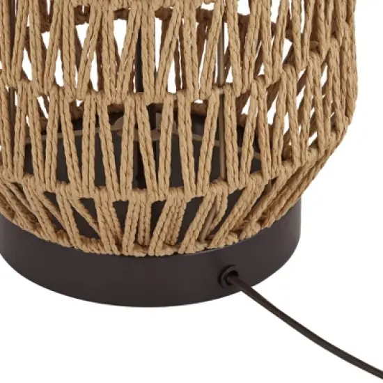 360 Lighting San Carlos Modern Coastal Table Lamp 29" Tall Natural Rattan Wicker Oatmeal Fabric Drum Shade for Bedroom Living Room Bedside Nightstand image {7}