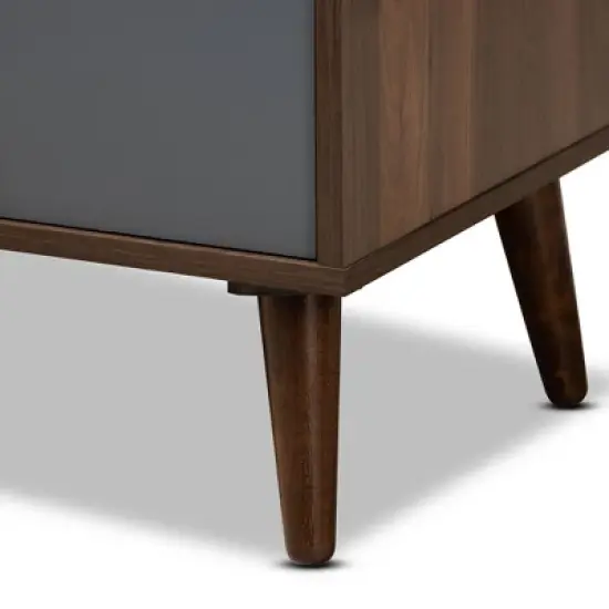 Garrick Two-Toned Wood 1 Drawer TV Stand for TVs up to 50" Gray/Walnut Brown - Baxton Studio image {6}