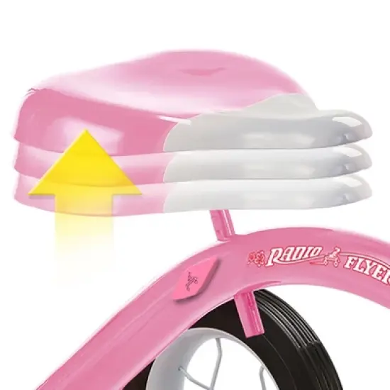 Radio Flyer 33PZ 12 Inch Spoked Front Wheel Kids Classic Style Steel Framed Dual Deck Tricycle with Handlebar Bell and Streamers, Pink image {1}