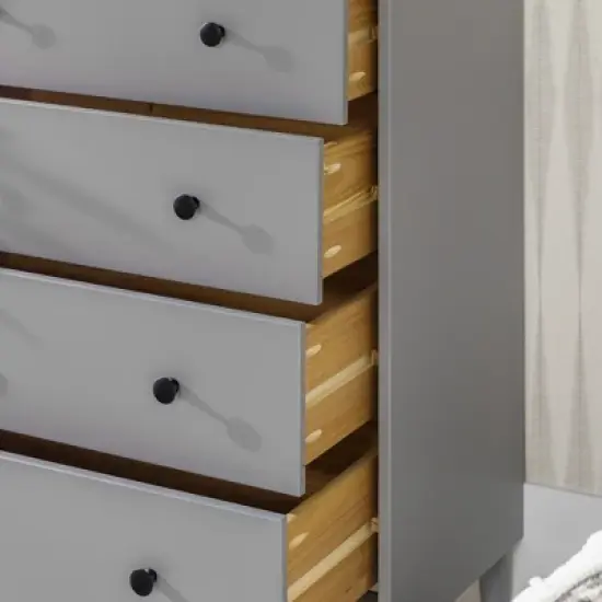 Stiva Classic Mid-Century Modern Vertical 4 Drawer Dresser Gray - Saracina Home image {8}