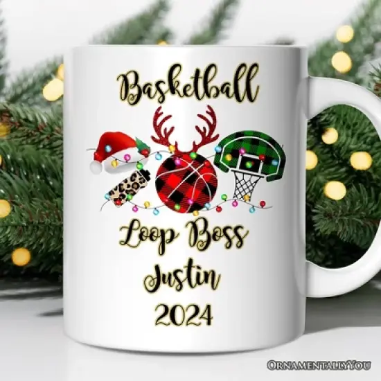 Basketball Buffalo Plaid Christmas Mug, Team and Coaches Gift (Non-Custom Only)| OrnamentallyYou image {3}
