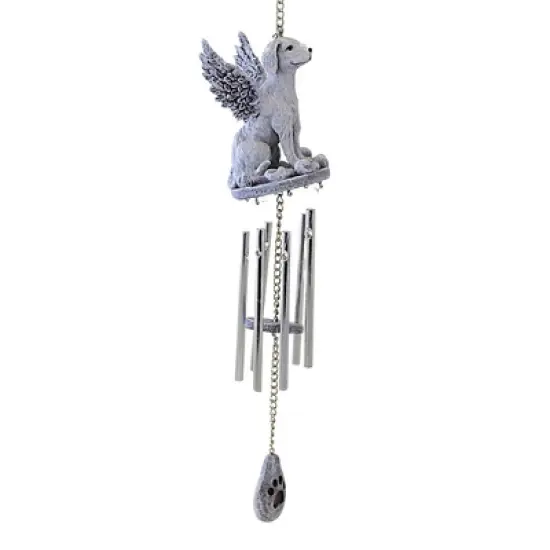 Roman 15.5 Inch Dog Memorial Windchime Bereavement , Angel Wings Pawprints Heart (1PC) image {2}