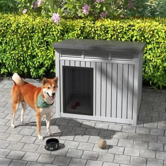 SEVOBAL Pet Crates and Houses Dog House Easy Assembly Open Roof Cleaning Weatherproof Spacious for Indoor and Outdoor, Gray, 42.87"*32.95"*31.61" image {5}