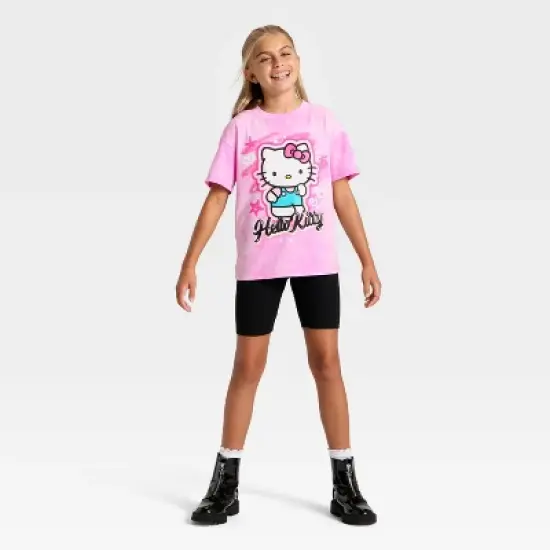 Girls' Hello Kitty Short Sleeve Oversized Graphic T-Shirt - Pink image {3}