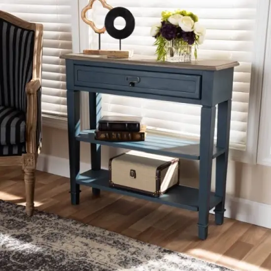 Dauphine Spruce Finished Wood Accent Console Table Blue - Baxton Studio image {2}