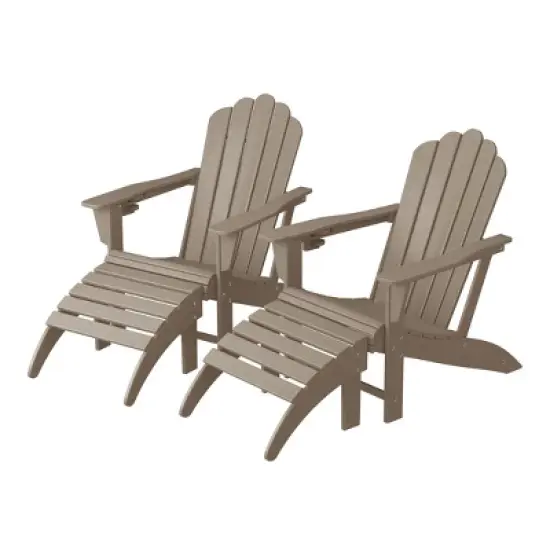 WestinTrends Highland 4-Piece Outdoor Patio HDPE Adirondack Chairs With Ottomans and Cup Holder Set image {19}