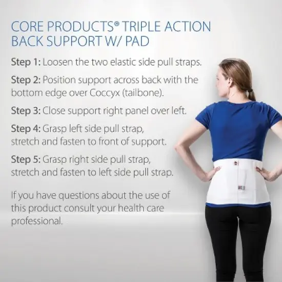 Core Products Triple Action Elastic Back Support w/ Pad image {5}