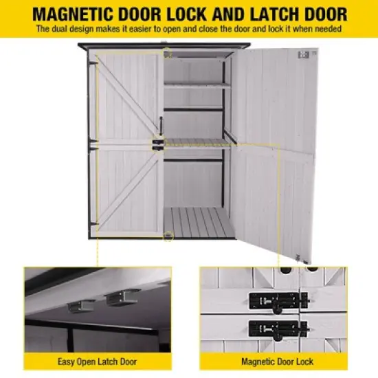 Aivituvin Wooden Garden Shed with Metal Frame | Adjustable Shelf for Outdoor Storage-AIR98/99 image {14}