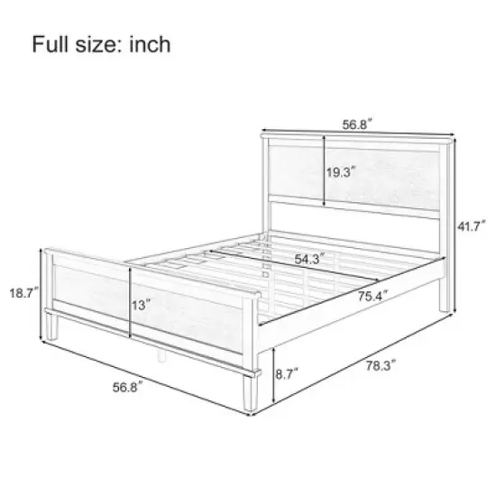Full/Queen/King Size Platform Bed Frame with Headboard and Wood Slat Support, White/Brown-ModernLuxe image {2}