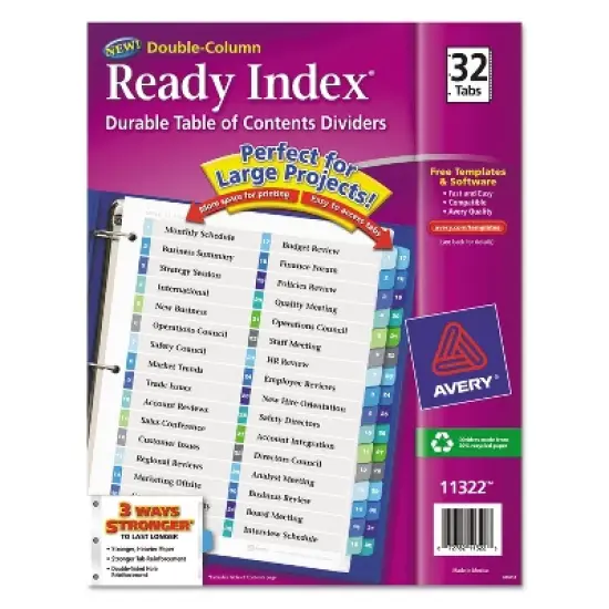 Avery Ready Index Customizable Table of Contents Double Column Dividers 32-Tab Ltr 11322 image {8}